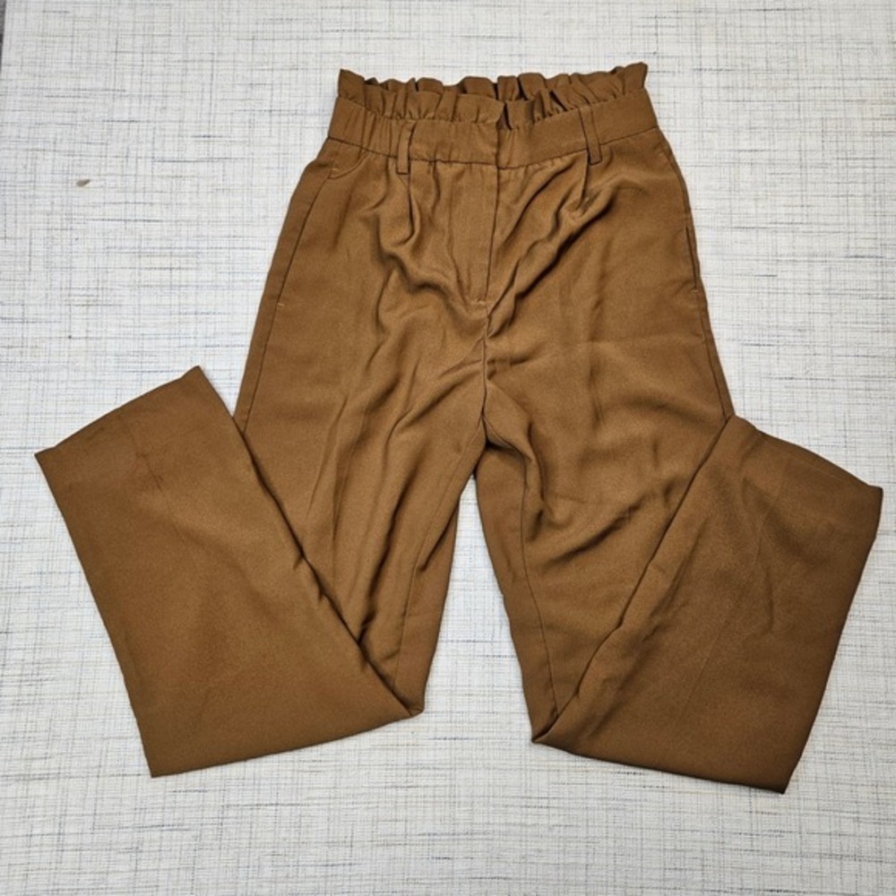 J.Crew Women's Brown High Waist Paper Bag Pants Wide Leg Size 2